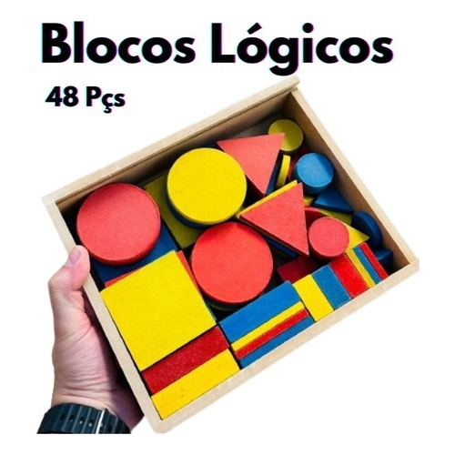 Jogo De Blocos De Madeira Coloridos Educativo Pedagógico