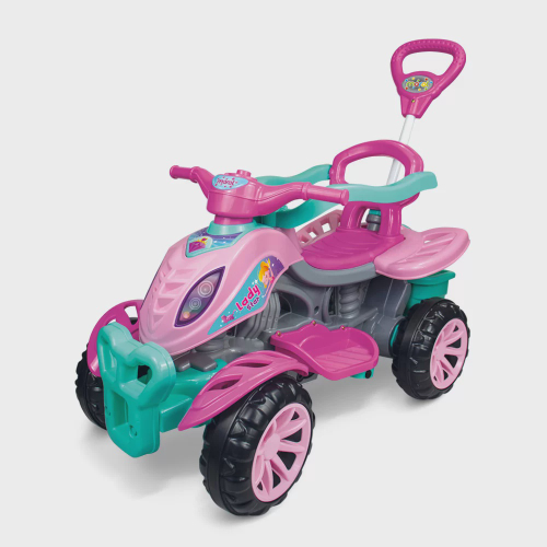 Motoca Colorida Com Haste Direcional Triciclo Infantil Pink