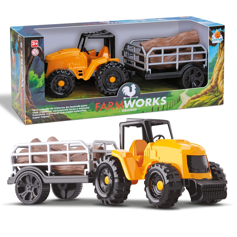 Trator Com Carreta Transporta Toras Brinquedo Da Fazenda em Promoção na  Americanas