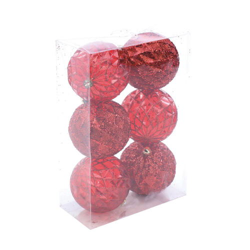 Bola de Natal Glitter Cor Vermelha 4cm Jogo com 12 Peças - 1923521