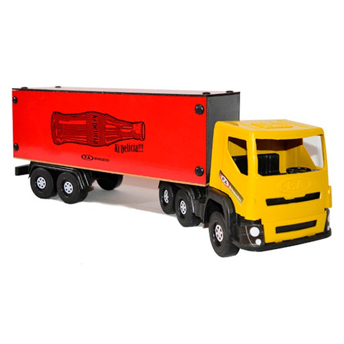 Mega Caminhão Brinquedo Scania Bitrem Bau Madeira Coca Cola