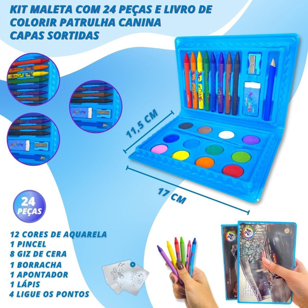 Kit 60 Desenhos Colorir + 12 Cores + Jogo Bolsa De Valores! em