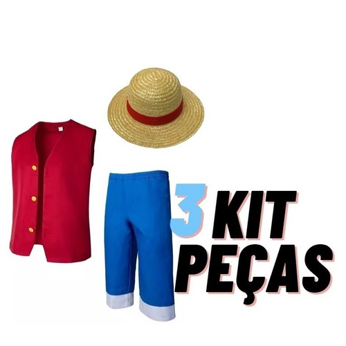 Fantasia Luffy One Piece C/ Chapéu Adulto E Infantil