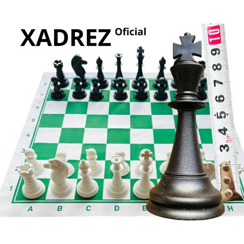 Jogo de Xadrez Oficial - Rei 10,5 c/Tabuleiro casas 5,5 cm