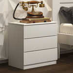 Mesa De Cabeceira Veronna 3 Gavetas Mdf Tcil Móveis Branco