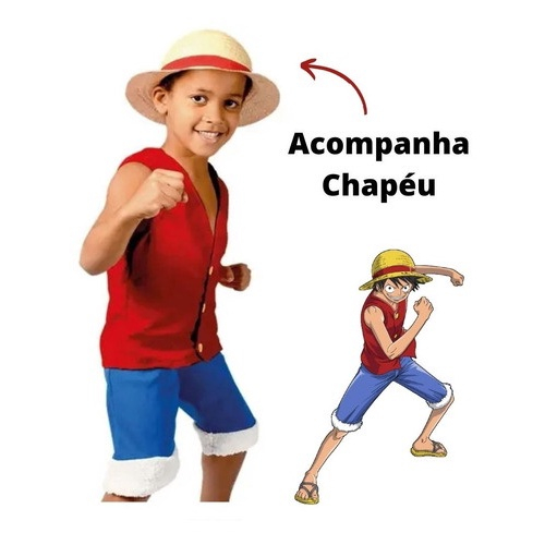 Fantasia Luffy One Piece Infantil Original + Chapéu - Shop Coopera