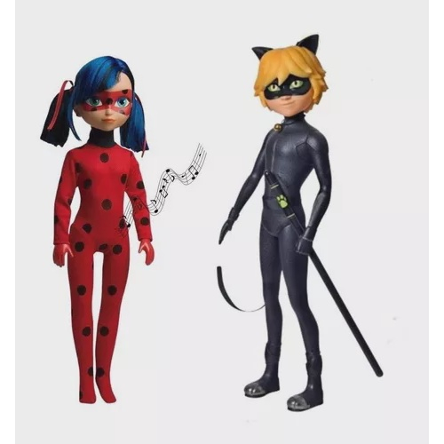 Kit Bonecos Articulados Miraculous Ladybug E Cat Noir Baby Brink