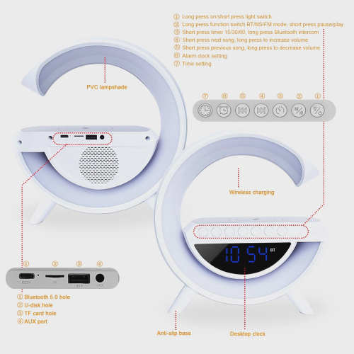 G Speaker Smart Station Luminária Caixa De Som Carregador Relógio  Despertador Mãos Livres Standard