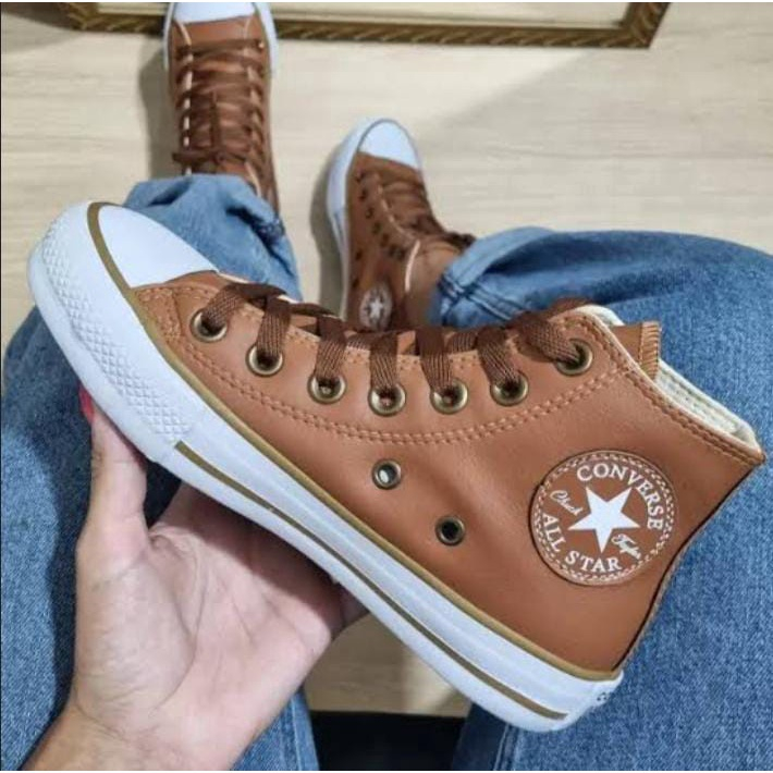 Tenis all star cheap couro marrom