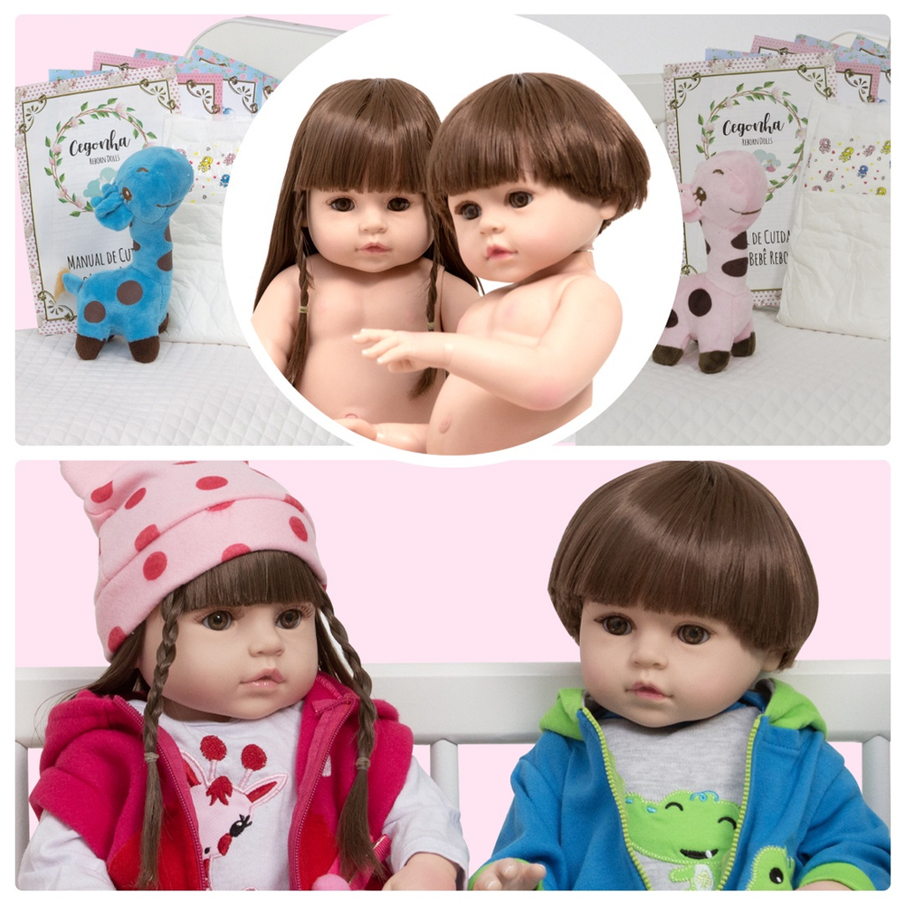 Bebe Reborn Gêmeos Casal Pandinha Girafinha Baby Com Itens no Shoptime