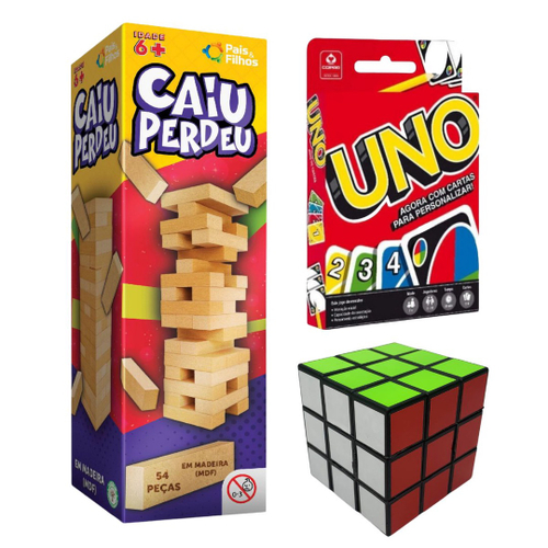 Kit Jogo Uno Stacko Torre De Empilhar + Uno Cartas Baralho em