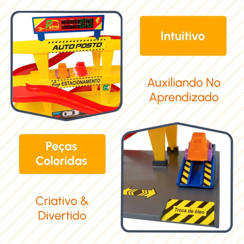 Pista Auto Posto Infantil Com 2 Carrinhos Nig Brinquedos