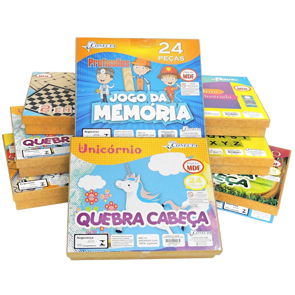 Kit 5 jogos educacional quebra cabeça puzzle alfabetização em