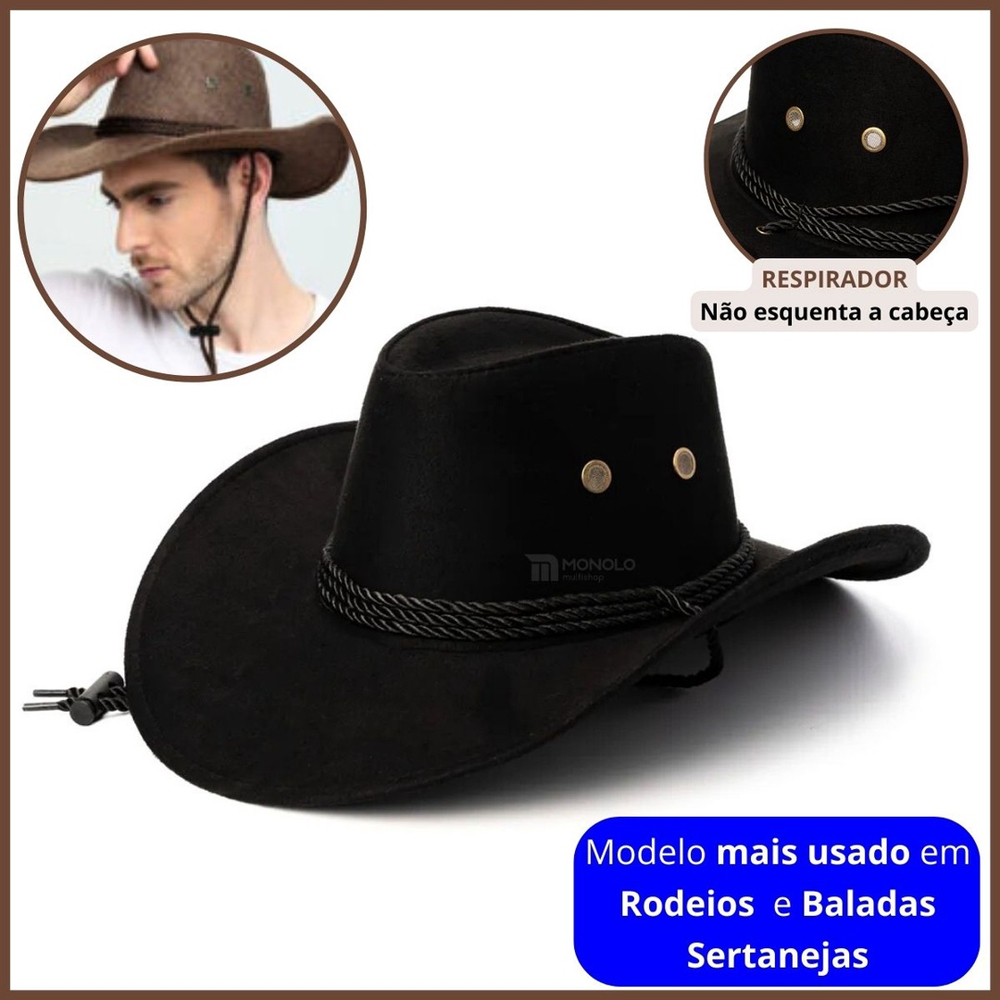 Chapéu Country Cowboy Rodeio Masculino Feminino Boiadeiro