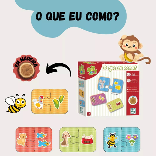 Brinquedo Educativo Quebra Cabeça Infantil Bebes Madeira