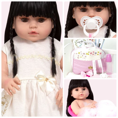 Bebe Reborn Barato Menina Silicone Boneca Vermelha Morena com Acessorios :  : Brinquedos e Jogos