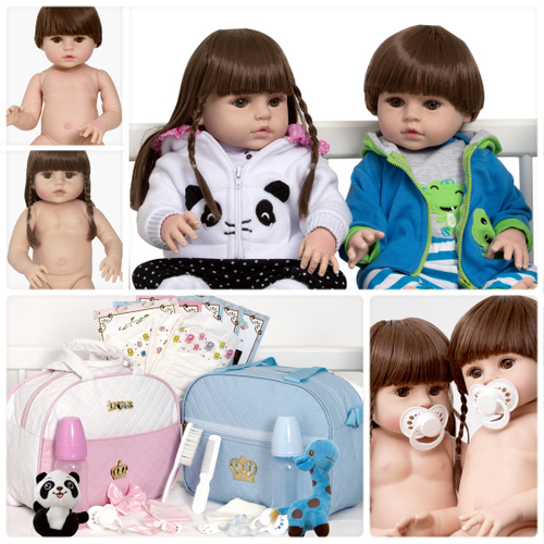 Boneca Reborn Gêmeos Grande 46cm Com Kit Acessórios Infantil em Promoção na  Americanas