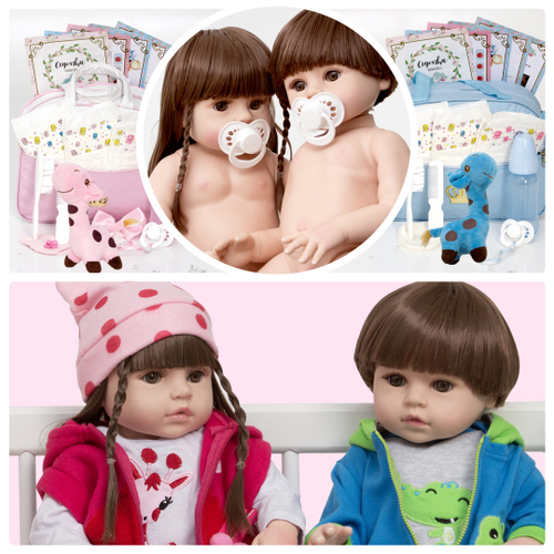 Boneca Reborn Gêmeos Grande 46cm Com Kit Acessórios Infantil em Promoção na  Americanas