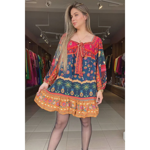 Vestido farm store abacaxi em flor