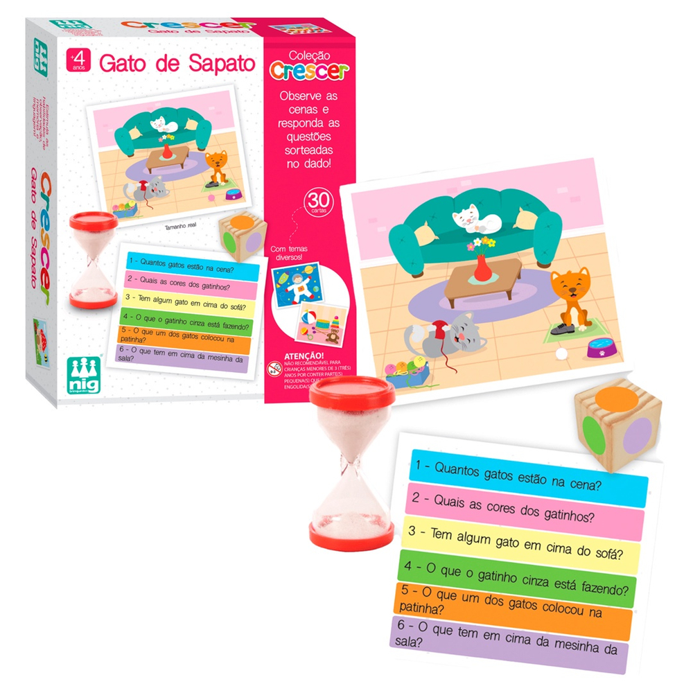 Jogo Infantil Educativo Gato De Sapato Coleção Crescer 0456 - Nig