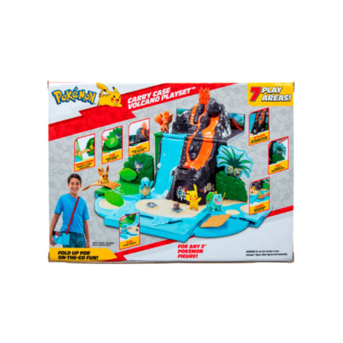 Batalha Pokemon Boneco Pikachu - Playset Vulcão Transporte