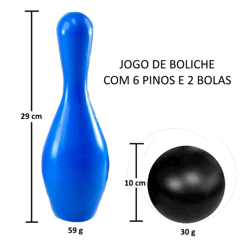 Jogo Boliche Infantil Com 6 Pinos E 2 Bolas De Brinquedo Colorido