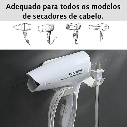 ZJchao Suporte para secador de cabelo, montado na parede, economize espaço,  secador de cabelo, organizador de armazenamento autoadesivo, organizador