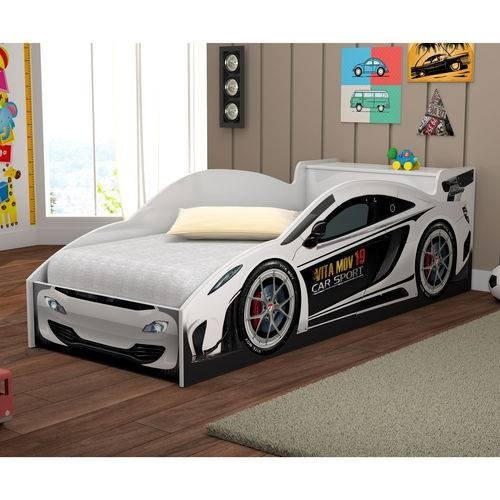 Cama Infantil Carro De Corrida 0,70 Branco - Vitamov 0501010 no Shoptime