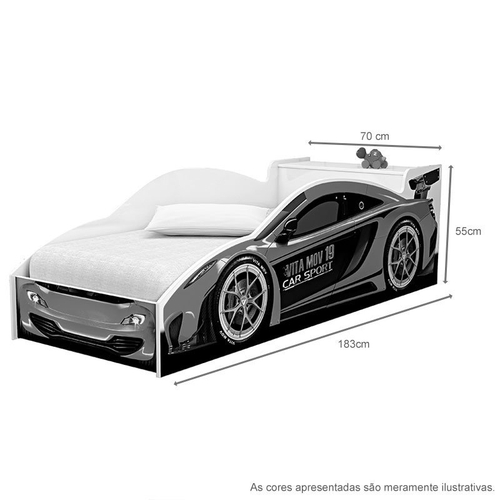 Cama Infantil Carro De Corrida 0,70 Branco - Vitamov 0501010 no Shoptime