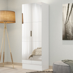 Armário Multiuso 02 Portas com Espelho e 05 Nichos Premium Tokio Branco