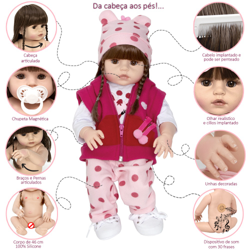 Bebe Reborn Girafinha Boneca Silicone 100% no Shoptime