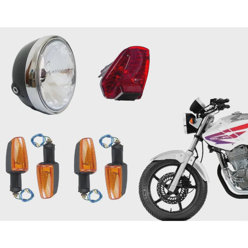 Kit Farol + Lanterna + Jogo Pisca Seta Cbx 250 Twister Aro Cromado