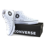 All star branco de couro store cano alto