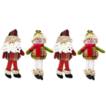 Kit Papai Noel E Boneco De Neve Pelúcia Pendente 25Cm 4 Pç