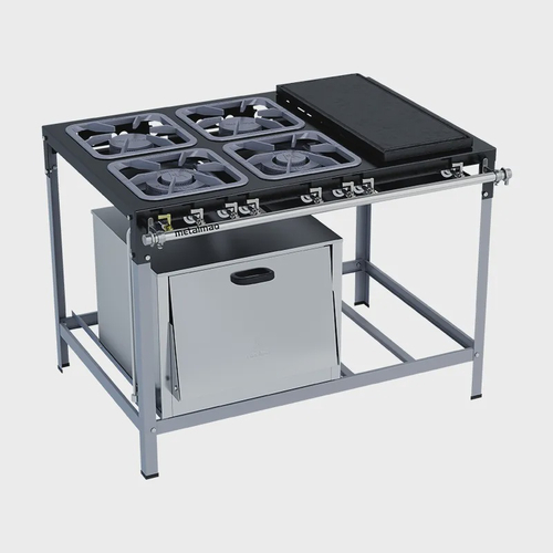 Fogão 4 Bocas Metalmaq Industrial Com Chapa e Forno Cinza - M22