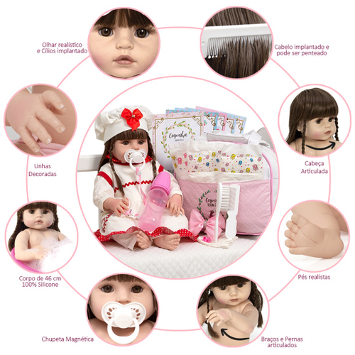 Boneca Bebe Reborn Fofinha Princesa 46cm Com Kit Acessórios no Shoptime