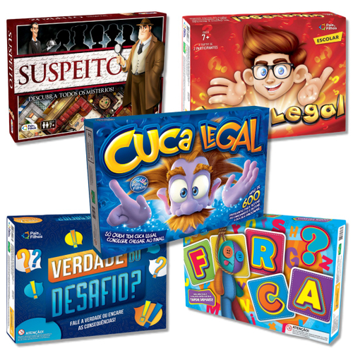 Jogo de tabuleiro para família kit com 5 jogos em Promoção na