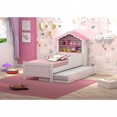 Cama Infantil Casa de Boneca com Cama Auxiliar e Luz/LED Pura