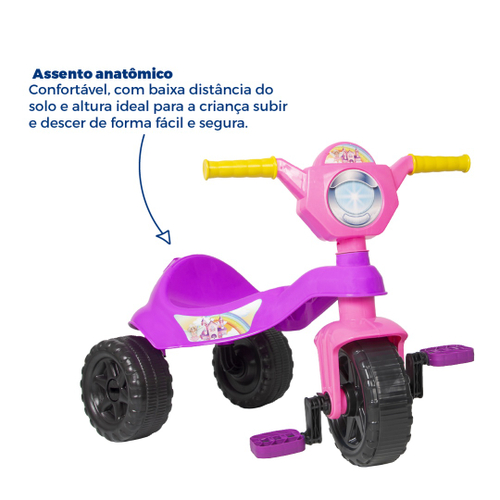 Triciclo Motoca Kemotoca Kendy - Suporta 25kg - C/ Empurrador