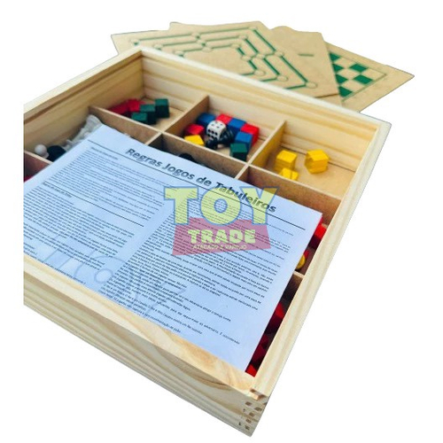 Jogo tabuleiro Toy Trade 5 em 1 dama xadrez ludo jogo da velha trilha