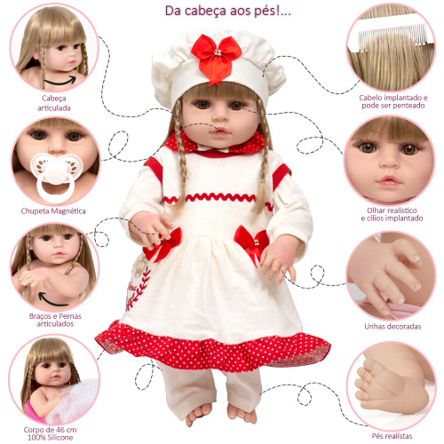 Boneca Bebe Reborn Gatinha De 55 Cm: Promoções