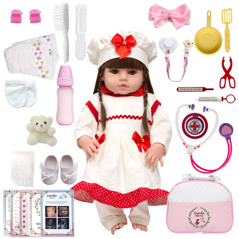 Boneca Bebê Reborn 100% Silicone Gatinha Com Mamadeira Chupeta E Conjunto  de Roupas em Promoção na Americanas