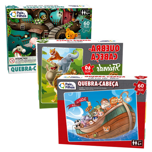 Kit 3 Jogos Infantil Quebra-Cabeca Animais Brinquedo Criança em Promoção na  Americanas