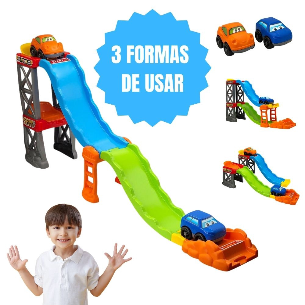 Super Pista Com 2 Carrinhos Ramp Racer 28 Peças - Maral