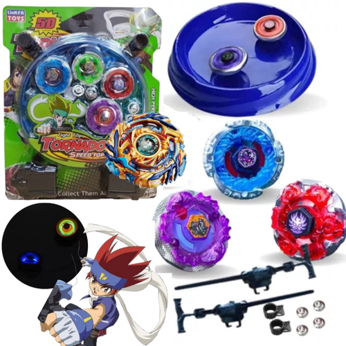 Beyblade Metal Kit 2 ou 4 Led Lançador Arena Tornado Brinquedo