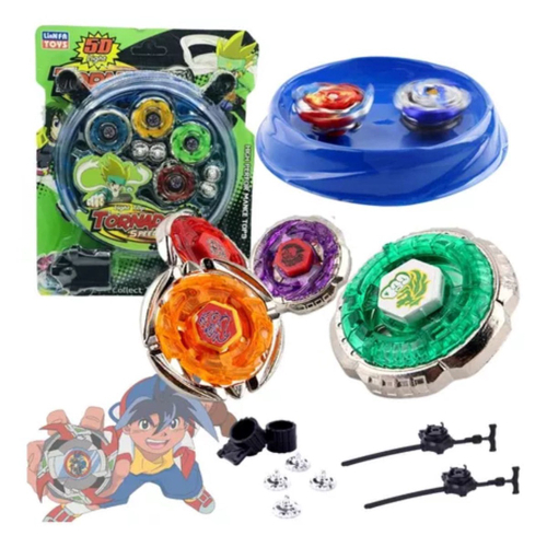 Kit Beyblade Metal 5D Brinquedo 4 Peões Led Toys na Americanas