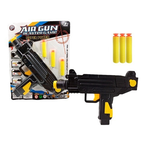 Pistola Lança Dardos Mini Uzi Azul Arminha Brinquedo Gun