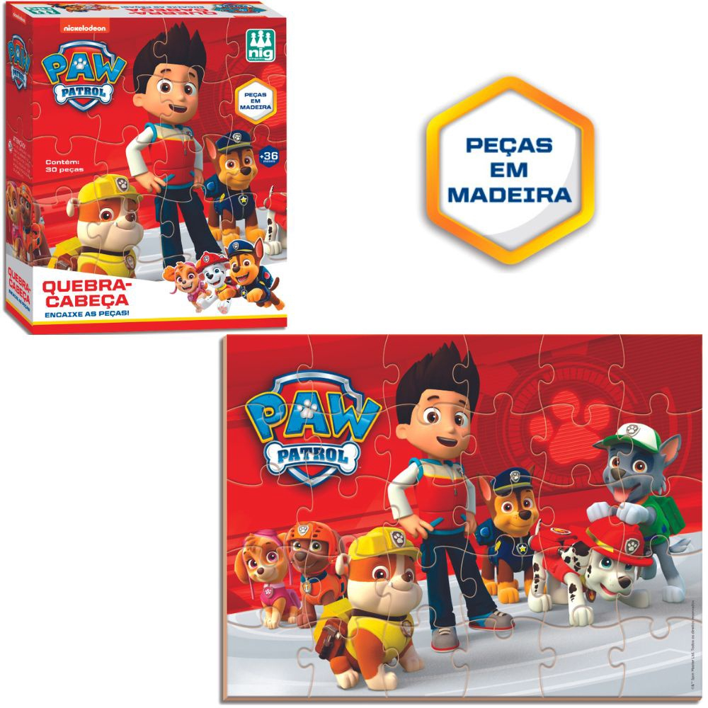 Quebra Cabeça 30 Peças em mdf - Paw Patrol