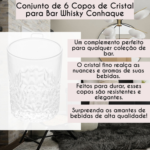 Jogo de Copo de Whisky Conhaque Uisque 6 Pcs 310ML Vidro Grosso Resistente  Barato em Promoção na Americanas