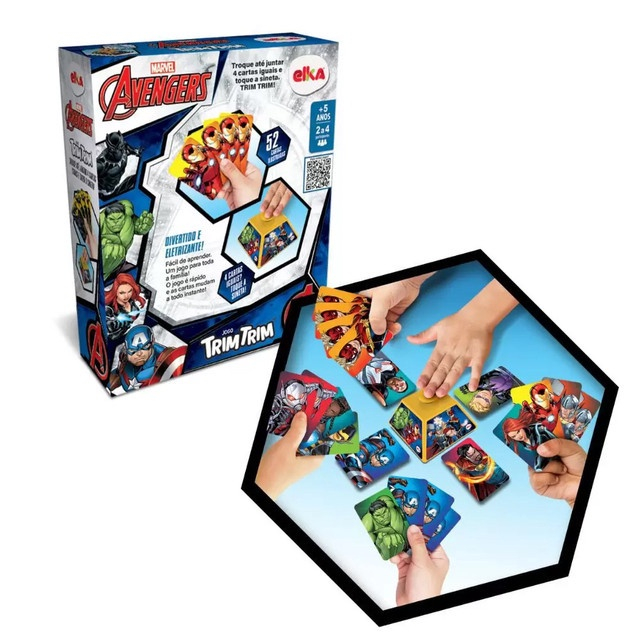 Jogo de Cartas - Trim Trim - Avengers - 52 Cartas - 2 a 4 Jogadores - Elka